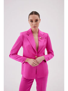 Safety Pin Detail Hot Pink Suit