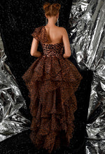 Load image into Gallery viewer, Leopard Ruffles One Shoulder Evening Dress
