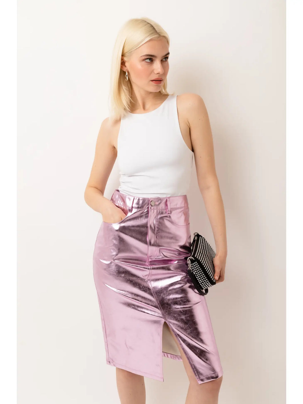 Metallic Knee length skirt