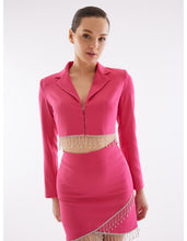Load image into Gallery viewer, Pink Cropped Blazer and Skirt Set
