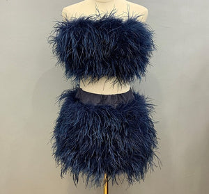 Ostrich Feather Top and Skirt Set