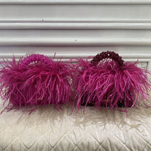 Load image into Gallery viewer, Pearl Bead Bag With Ostrich Feather
