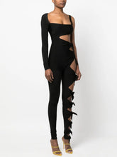 Load image into Gallery viewer, Harmony&#39;s Black Hollow Bodycon Jumpsuit
