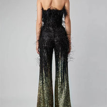 Load image into Gallery viewer, Lola Black Feather  Jumpsuit
