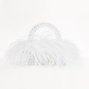 Pearl bead bag with Ostrich feathers
