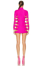 Load image into Gallery viewer, Hot Pink Hollow Out Mini Dress  with Bows
