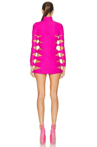 Hot Pink Hollow Out Mini Dress  with Bows