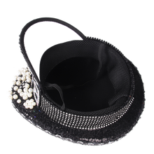 Load image into Gallery viewer, Luxury Pearl Black Bridal Hat
