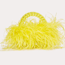 Load image into Gallery viewer, Pearl bead bag with Ostrich feathers
