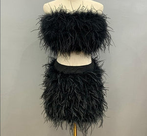 Ostrich Feather Top and Skirt Set