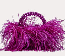 Load image into Gallery viewer, Pearl Bead Bag With Ostrich Feather
