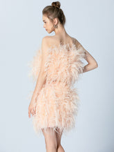 Load image into Gallery viewer, Ostrich Feather Mini Skirt and cropped Top Set
