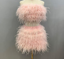 Load image into Gallery viewer, Ostrich Feather Top and Skirt Set
