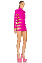 Load image into Gallery viewer, Hot Pink Hollow Out Mini Dress  with Bows
