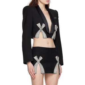 Crystal Bow Two Pieces Suit Set