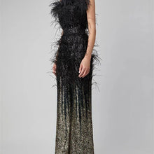 Load image into Gallery viewer, Lola Black Feather  Jumpsuit
