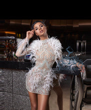 Load image into Gallery viewer, Crystal and Ostrich Feather Embellished Party Gown
