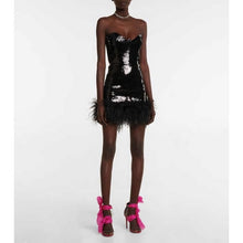 Load image into Gallery viewer, Elegant Sequin Feather Party Dress
