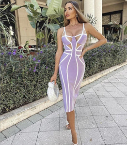 High Quality V-neck Hollow Out Bodycon Bandage Dress
