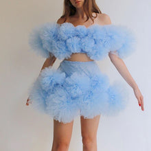Load image into Gallery viewer, Baby Blue Two Piece Ruffled  Dress
