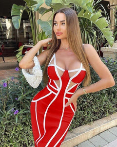 High Quality V-neck Hollow Out Bodycon Bandage Dress