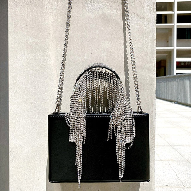 Luxury Rhinestone Tassel Evening Handbag