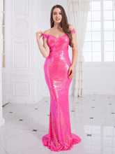 Load image into Gallery viewer, Sequin Off Shoulder Evening Gown
