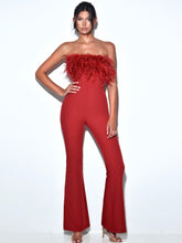 Load image into Gallery viewer, Jazmin&#39;s Feather Trim Jumpsuit
