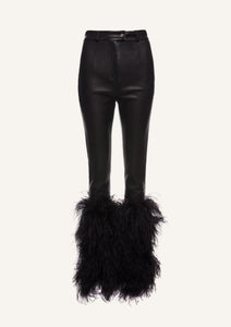 Designer Style, Puffy Ostrich Feathers PU Trousers