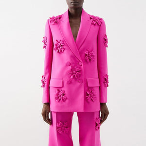Floral Embellished Blazer Two Piece Suit