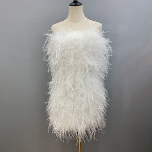 Elegant Feather Mini Cocktail Dress