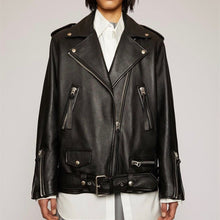 Load image into Gallery viewer, Genuine Leather Biker Jacket
