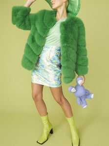 Candy Green Fur Coat