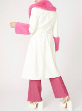 Load image into Gallery viewer, Fur Trim Flux leather Trench with Tie Waist
