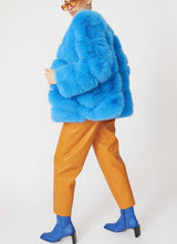 Load image into Gallery viewer, Candy Blue Fur Coat
