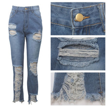 Load image into Gallery viewer, High waisted Ripped Pencil Jeans

