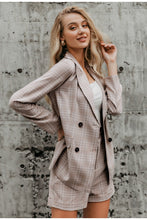 Load image into Gallery viewer, Double Breasted Grid Two Piece Blazer Suit
