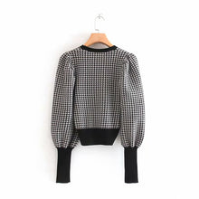 Load image into Gallery viewer, Vintage Puff Sleeve  Plaid Jumper.
