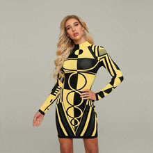 Load image into Gallery viewer, Black and Yellow Bandage Dress

