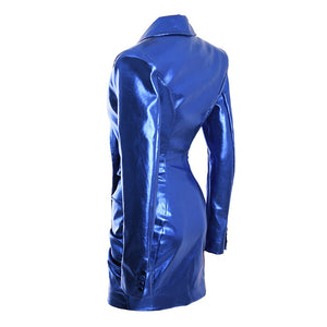 Electric Blue PU Leather Dress