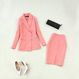 Chloe's Pink Skirt Suit