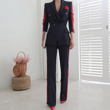 Load image into Gallery viewer, Red Stripe Double Breasted Blazer Suit
