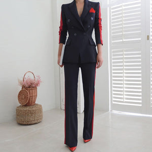 Red Stripe Double Breasted Blazer Suit