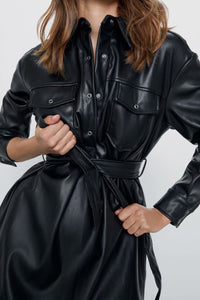 PU Leather Dress With Belt