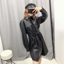Load image into Gallery viewer, PU Leather Dress With Belt
