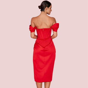 Red Off Shoulder Bodycon Dress