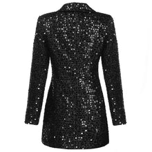 Load image into Gallery viewer, Womens Black Blazer Sequined Dress
