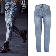 Load image into Gallery viewer, Vintage Denim Sequined Jeans
