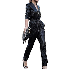 Load image into Gallery viewer, Black Faux leather Jumpsuit
