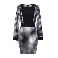 Load image into Gallery viewer, Vintage Houndstooth Print Office Mini Dress

